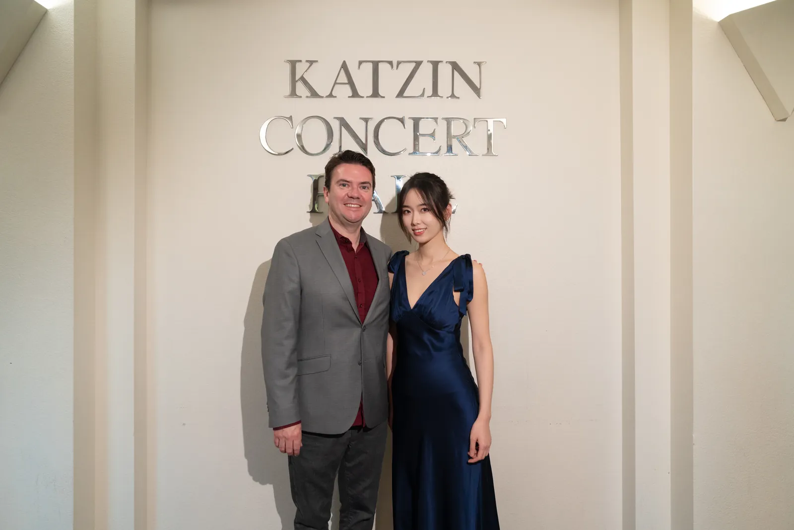Rui Xi with a fellow musician at Katzin Concert Hall